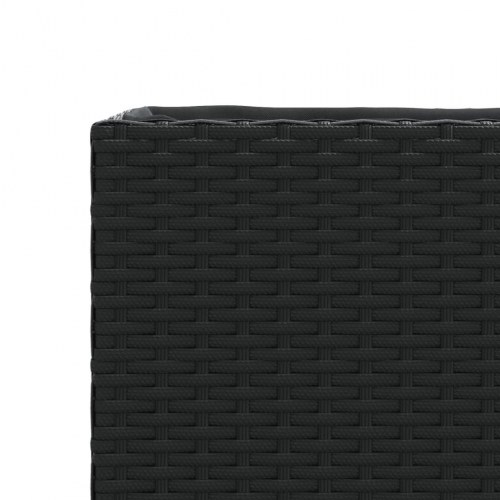 Plantekasse med hjul og 2 krukker 72x30x32 cm polyrattan sort