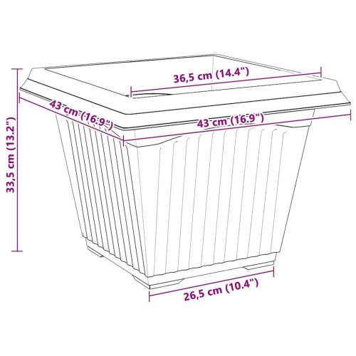 Firkantet Blomsterkrukke 24 stk Mursten Rød 43 x 43 x 33.5 cm