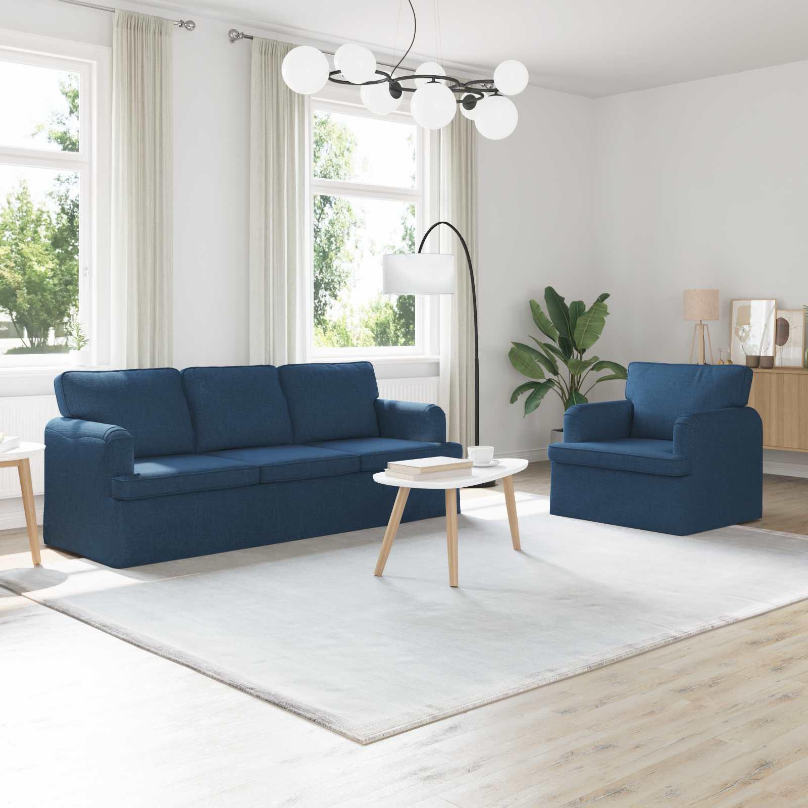Sofa 180cm 2 stk Blå Metal