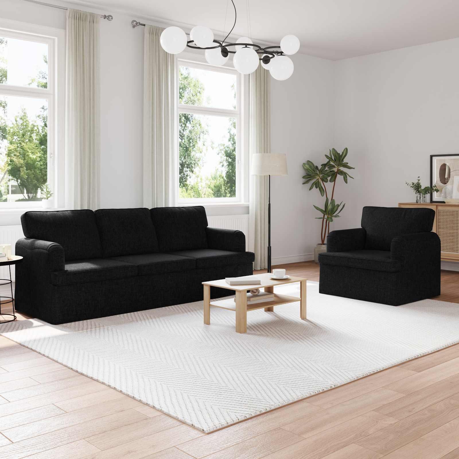 Sofa 180cm 2 stk Sort Metal