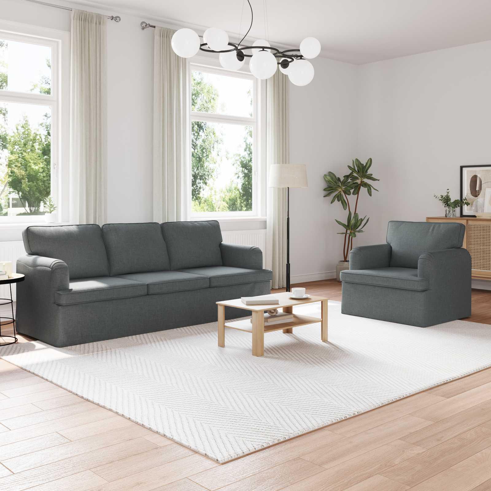 Sofa 180cm 2 stk Mørkegrå Metal