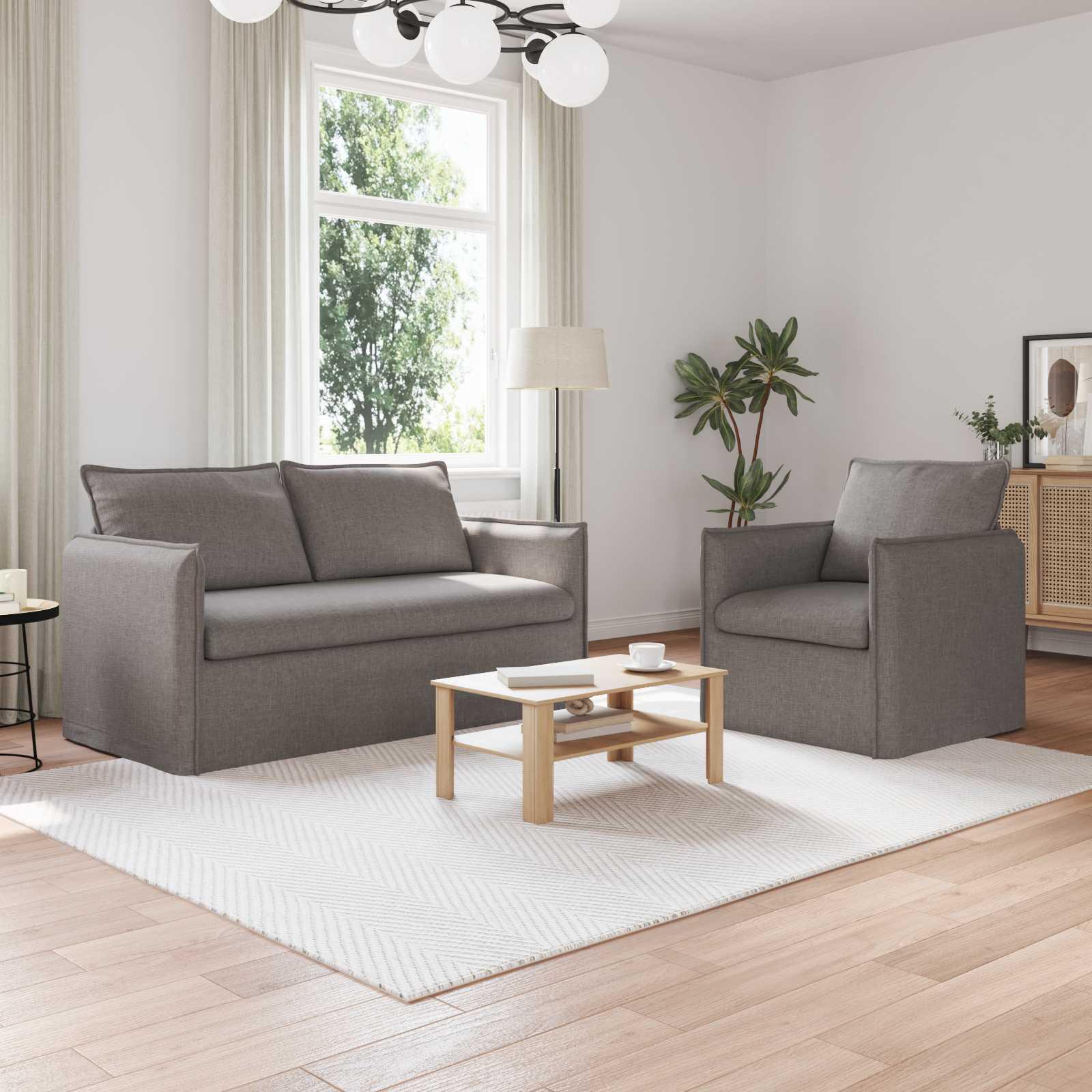 Sofa 140cm 2 stk Gråbrun Metal