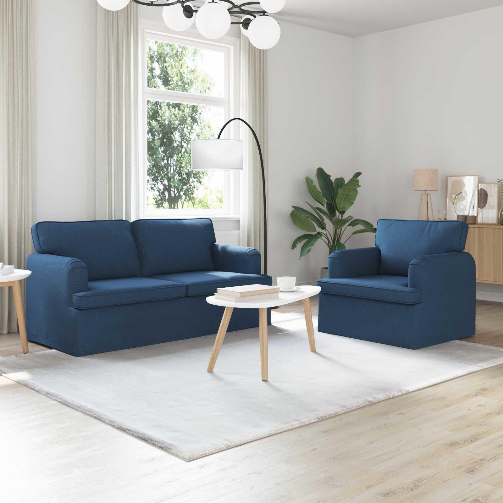 Sofa 140cm 2 stk Blå Metal