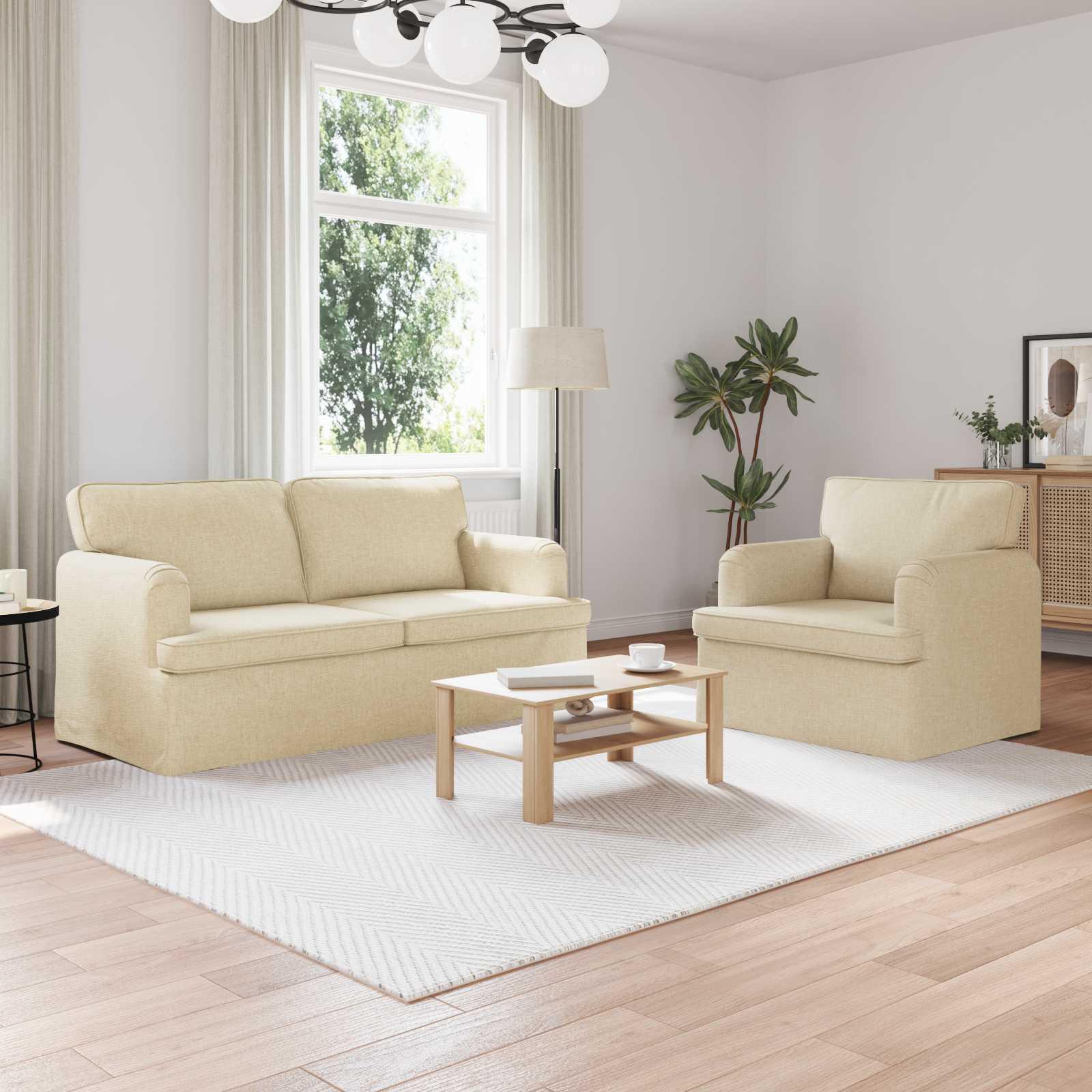 Sofa 140cm 2 stk Creme Metal