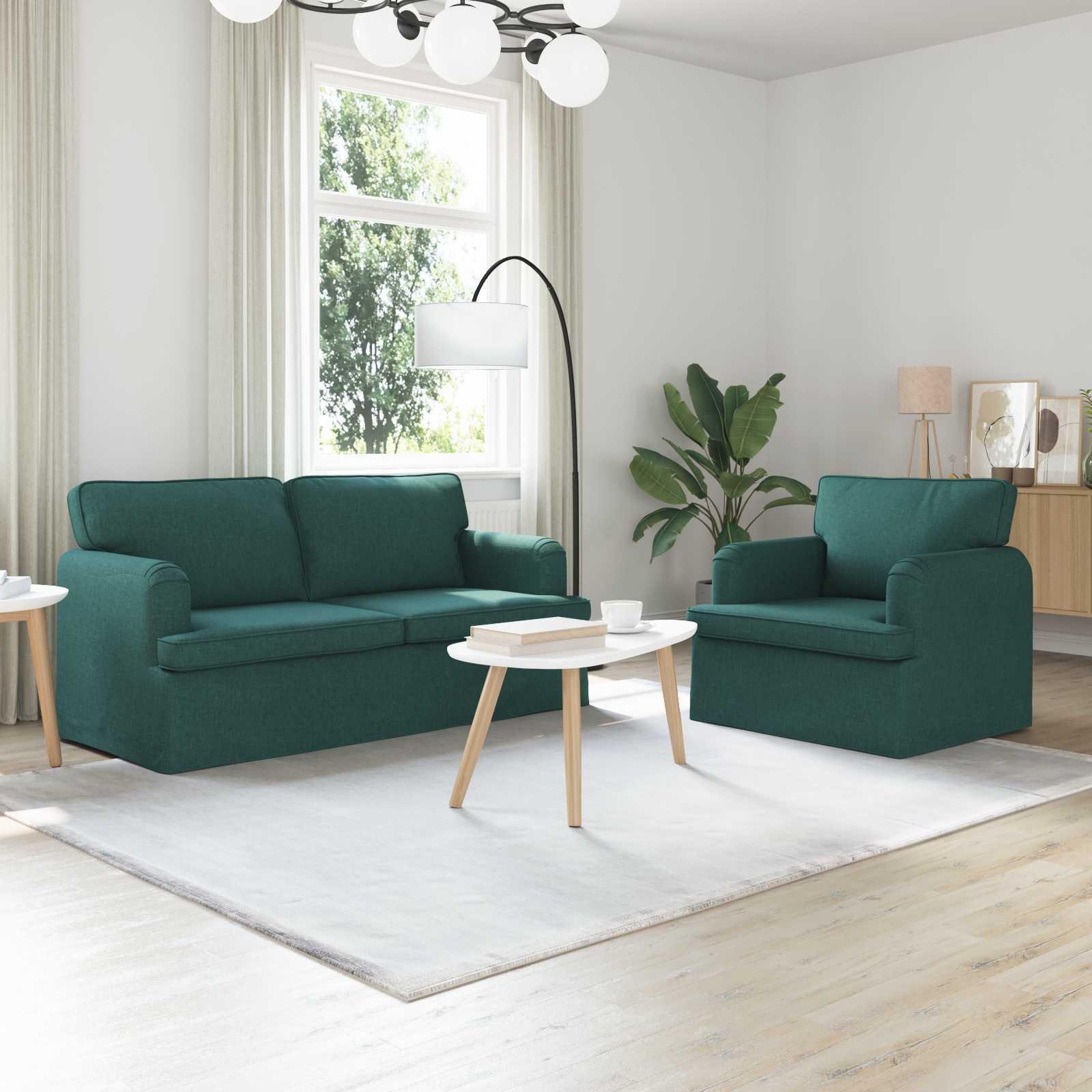 Sofa 140cm 2 stk Mørkegrøn Metal