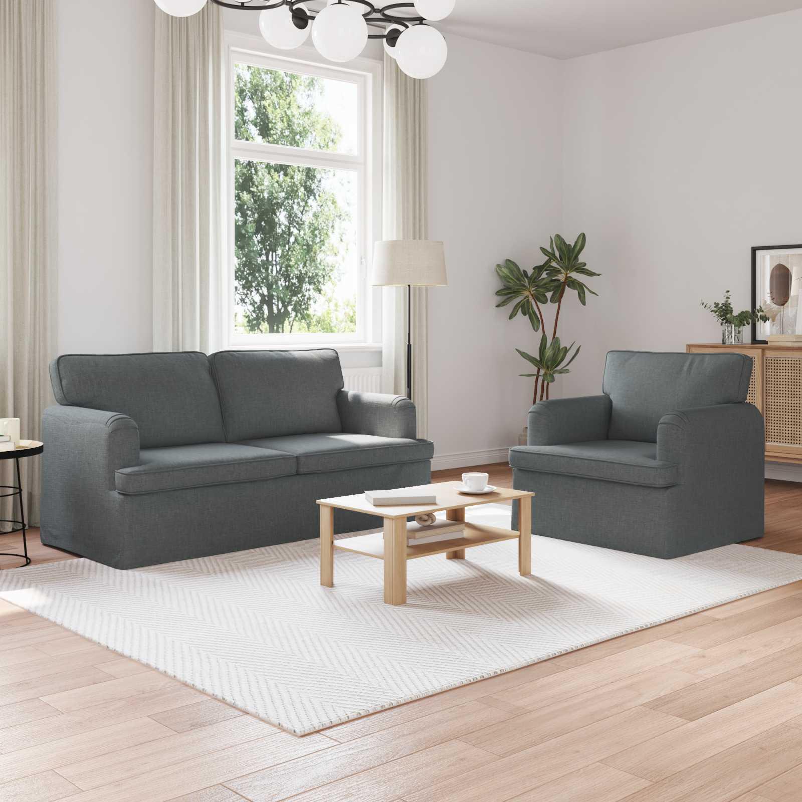 Sofa 140cm 2 stk Mørkegrå Metal