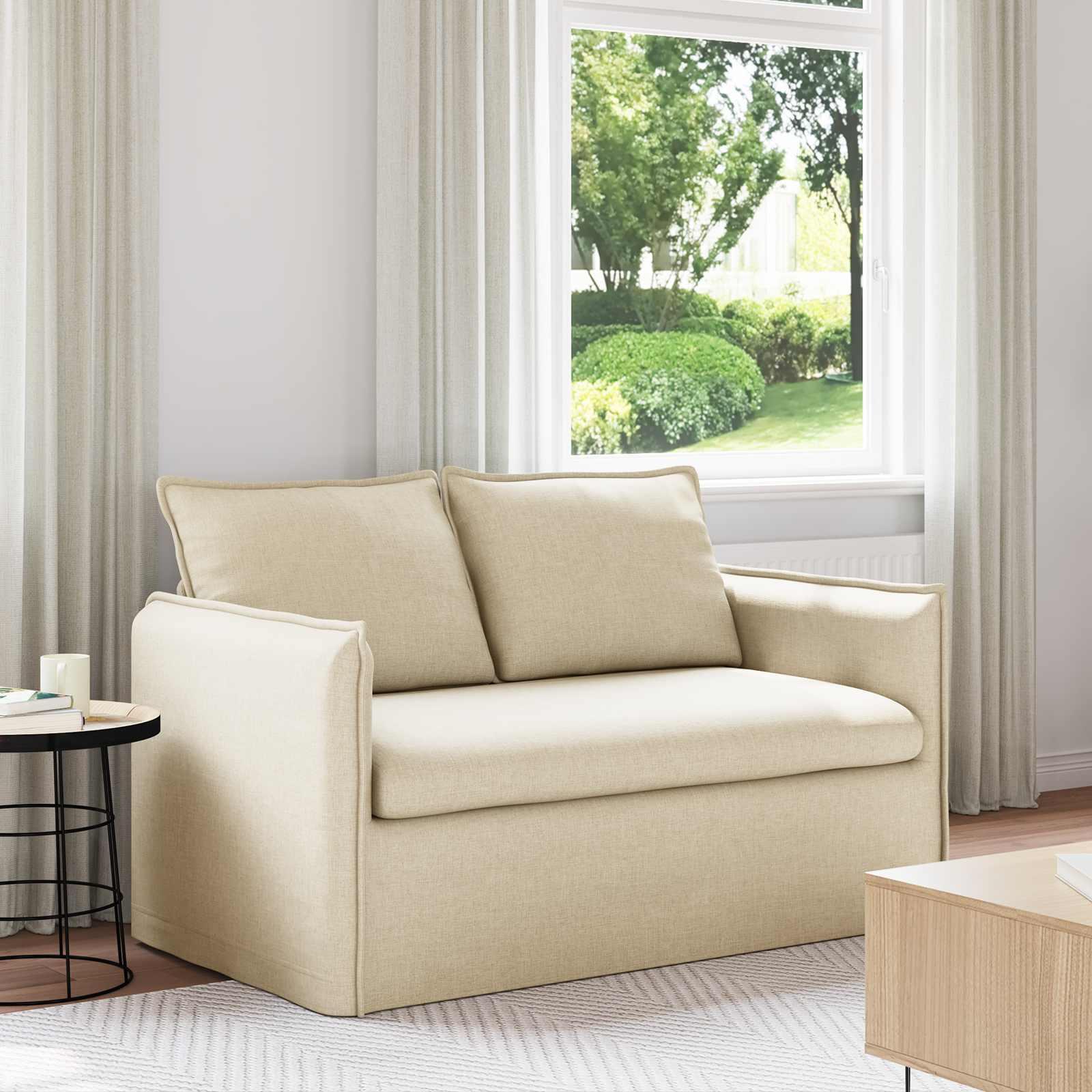 2-personers sofa i stof - creme, 136 × 82 × 85 cm