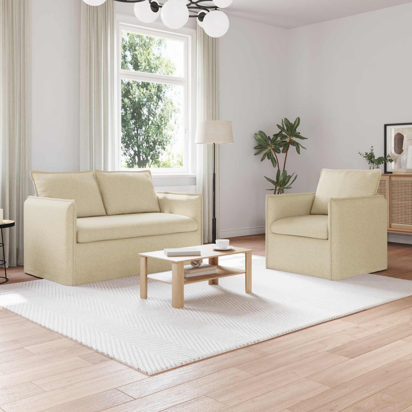 Sofa 120cm 2 stk Creme Metal