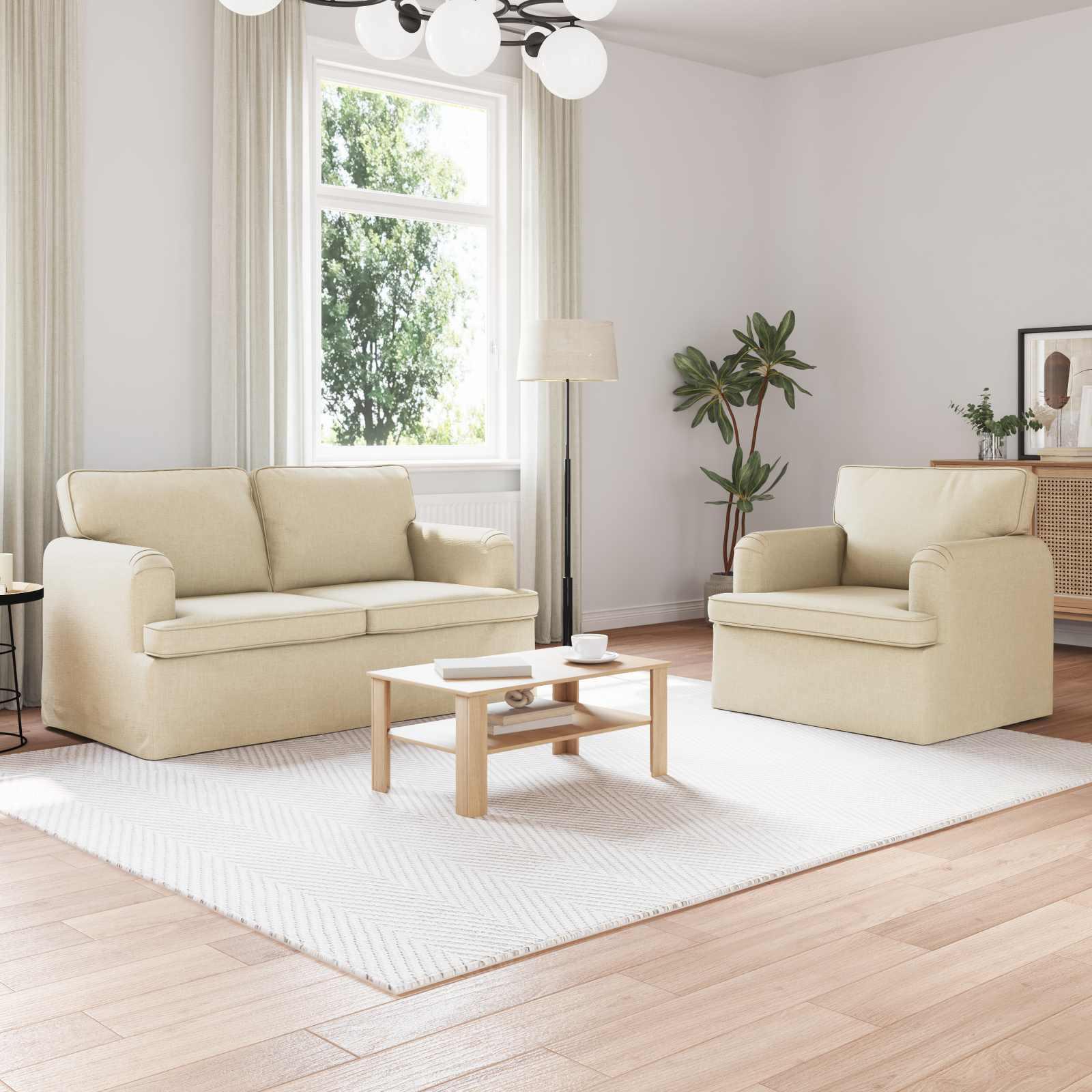 Sofa 120cm 2 stk Creme Metal