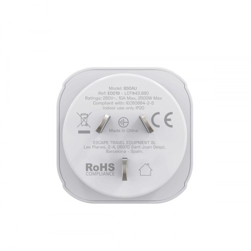 Scape Travel 850AU rejseadapter - Schuko til Australien/Kina, 10 A