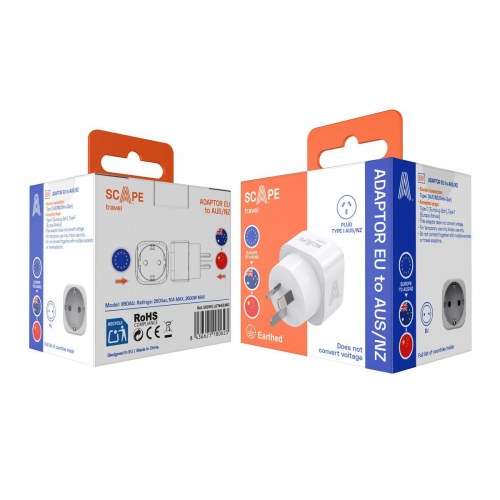 Scape Travel 850AU rejseadapter - Schuko til Australien/Kina, 10 A