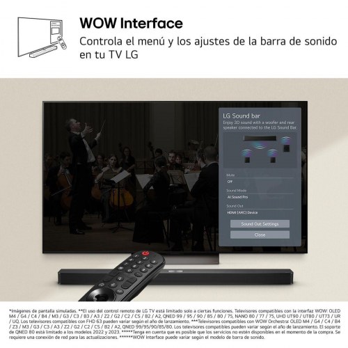 LG DS60T soundbar med trådløs subwoofer - 3.1, 340 W, sort