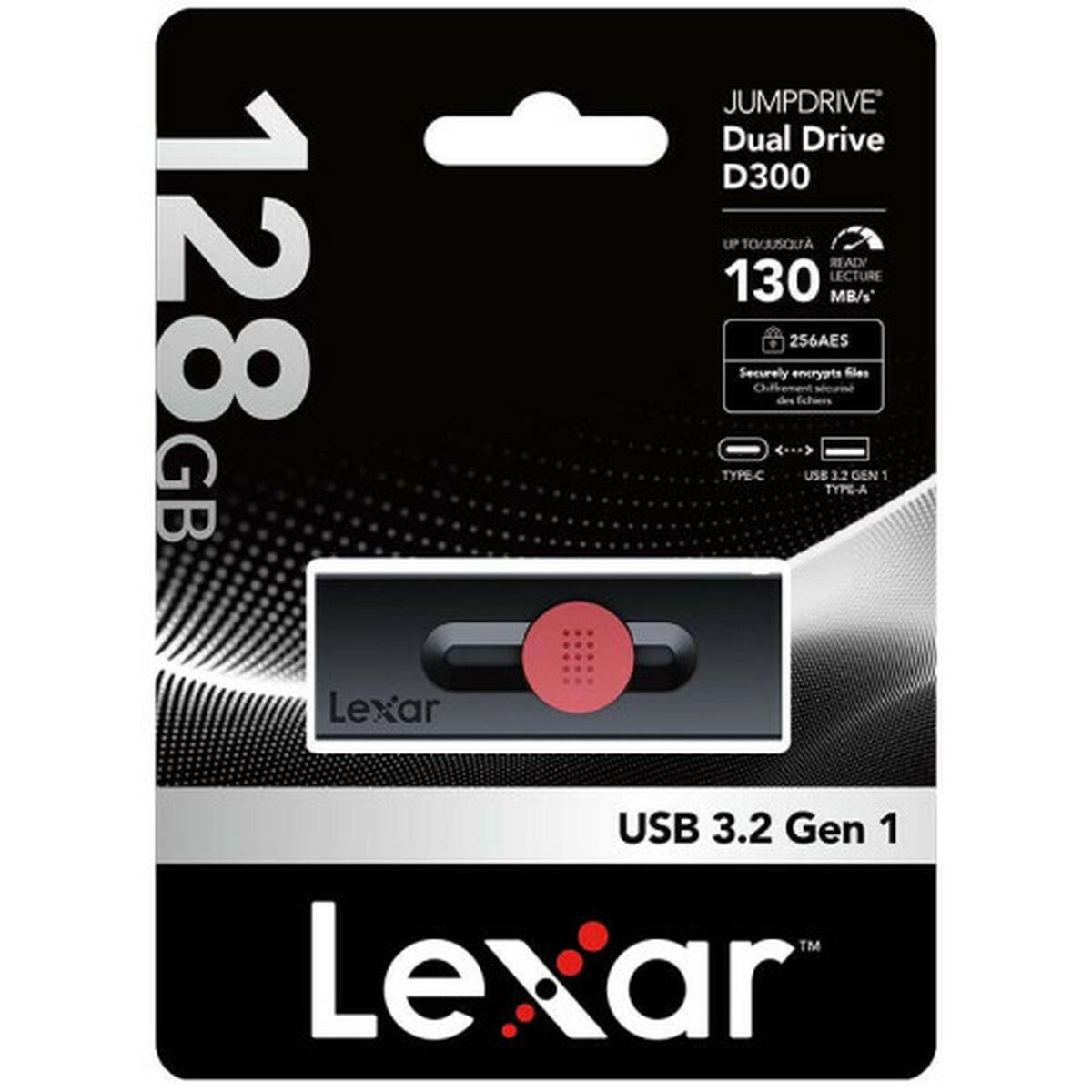 Lexar Jumpdrive D300 Dual Type-C and Type-A Flash Drive, R130 (USB 3.2) 128GB