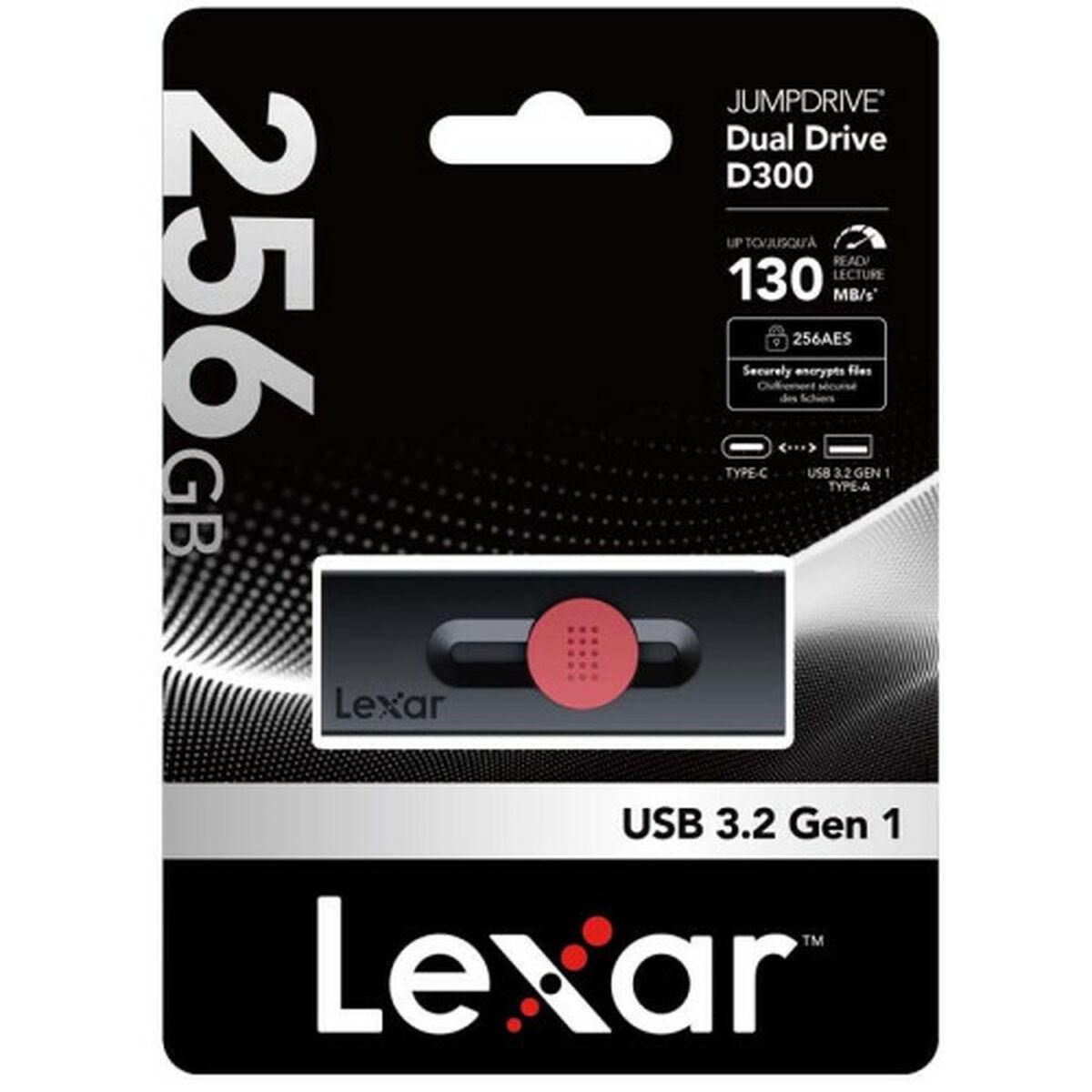 Lexar Jumpdrive D300 Dual Type-C and Type-A Flash Drive, R130 (USB 3.2) 256GB