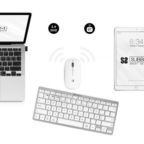 Subblim Combo Multidispositivo Compacto - trådløst tastatur og mus, sølv