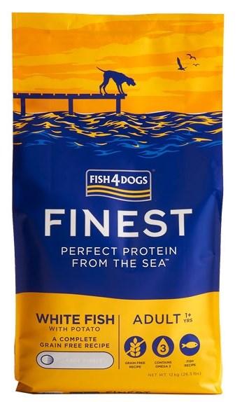 FISH4DOGS Finest Ocean White Fish M/L – tørfoder til voksne hunde, 12 kg