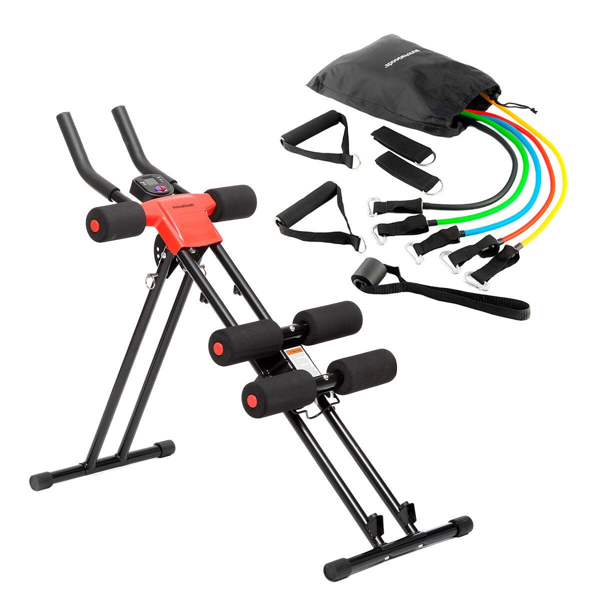 Træningspakke - modstandsbånd (5 stk.) med tilbehør + foldbar Abdominal Machine med træningsguide