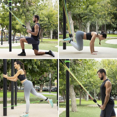 Træningspakke - modstandsbånd (5 stk.) + vibrerende platform med tilbehør