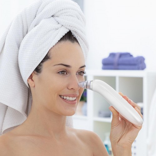 Moispa + Pore·Off - elektrisk ansigtsdamper og hudormefjerner, hvid/rosa