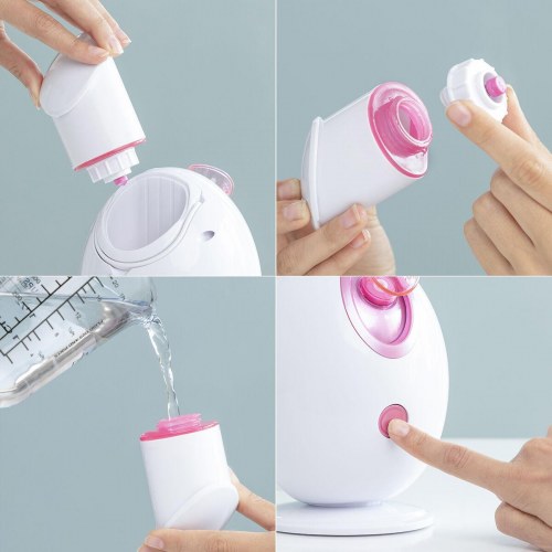 Moispa + Pore·Off - elektrisk ansigtsdamper og hudormefjerner, hvid/rosa