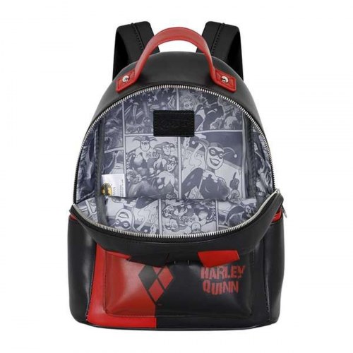 Harley Quinn skoletaske/mini-rygsæk - sort/rød 24,5 × 15 × 29 cm