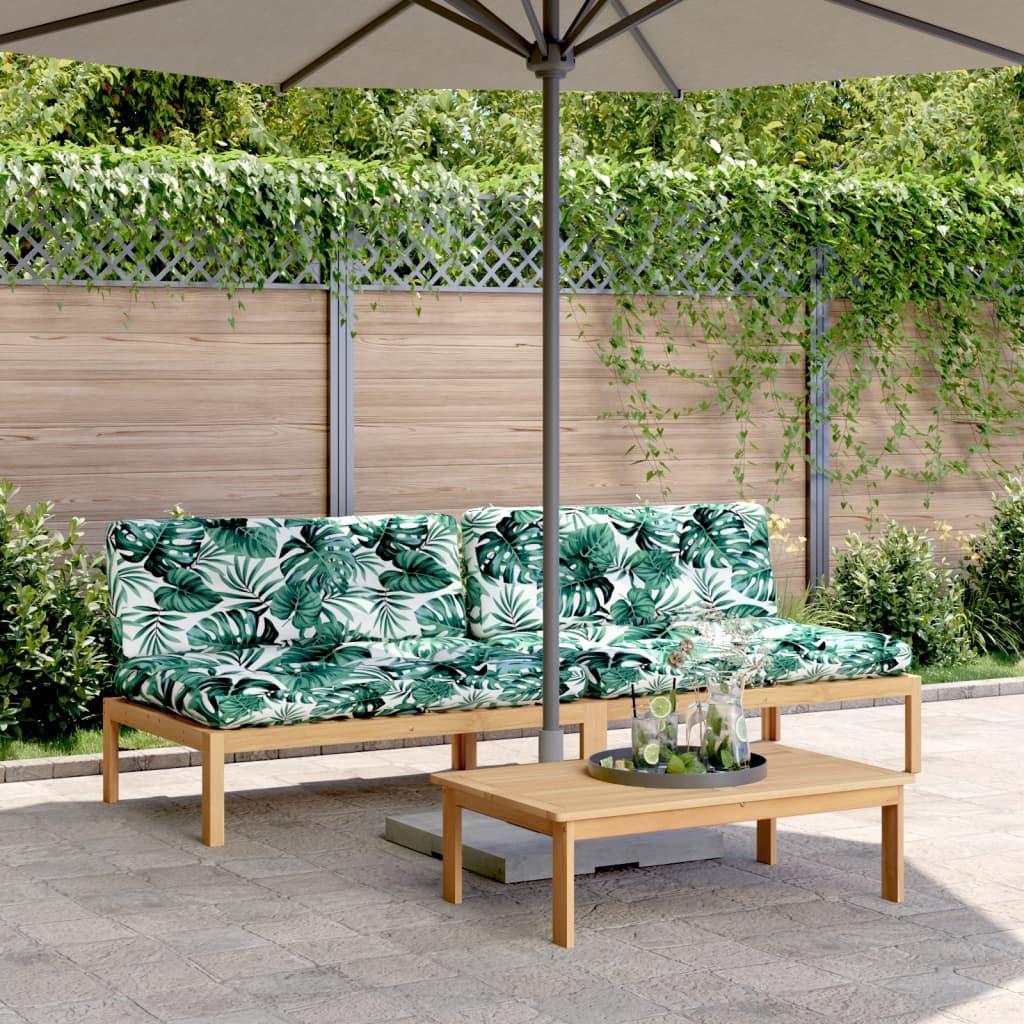 Midtermoduler til pallesofa 2 stk. med hynder massivt akacietræ