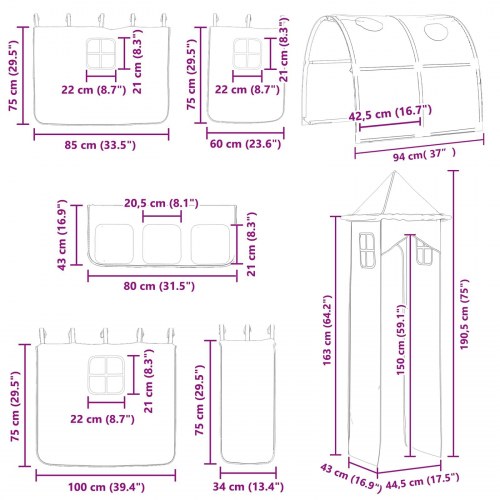 Børns Loft Seng Ramme Sort og Blå 74,5 x 190 cm Metal