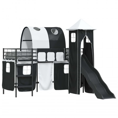 Børns Loft Seng Ramme Sort 74,5 x 190 cm Metal