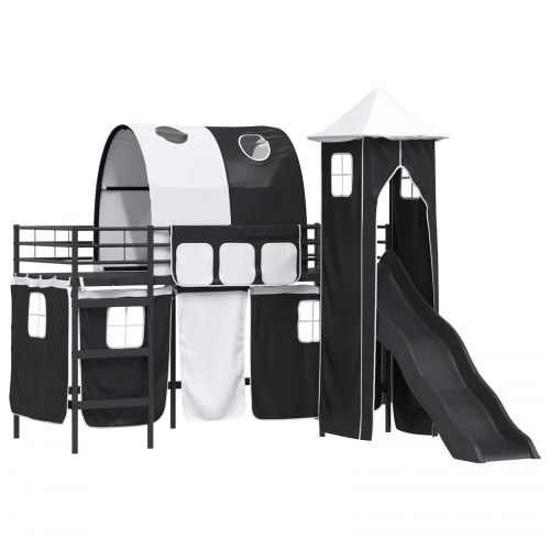 Børns Loft Seng Ramme Sort 74,5 x 190 cm Metal