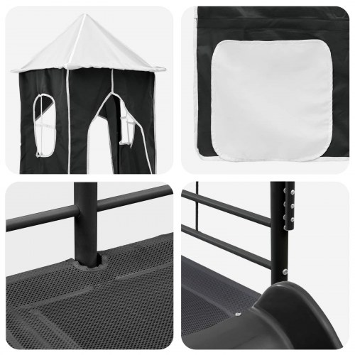 Børns Loft Seng Ramme Sort 74,5 x 190 cm Metal