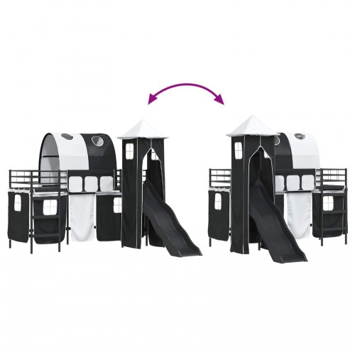 Børns Loft Seng Ramme Sort 74,5 x 190 cm Metal