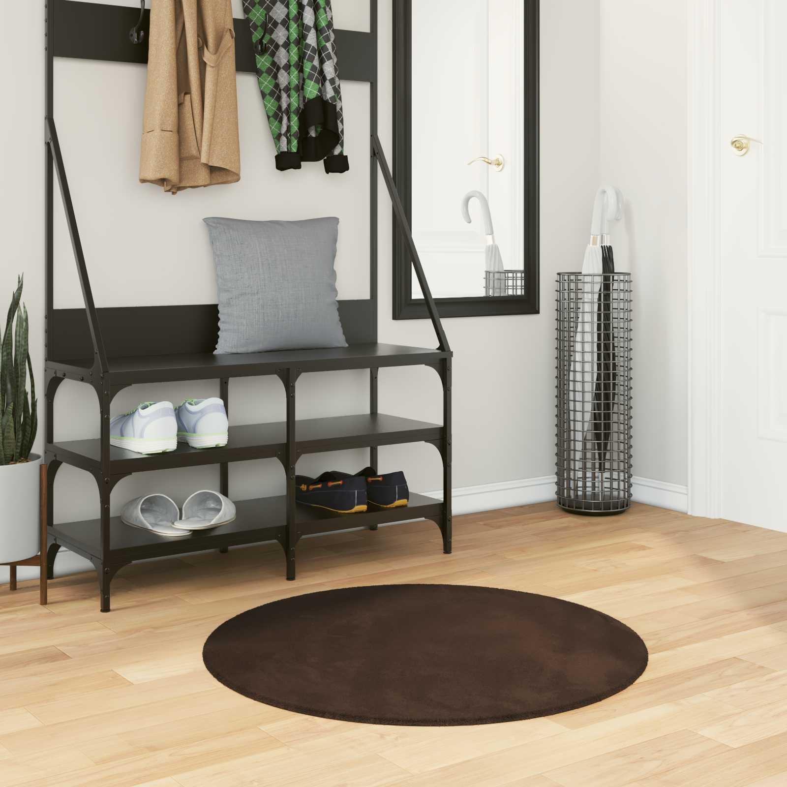 Områdetæpper Rund HUARTE Brun Ø 80 CM
