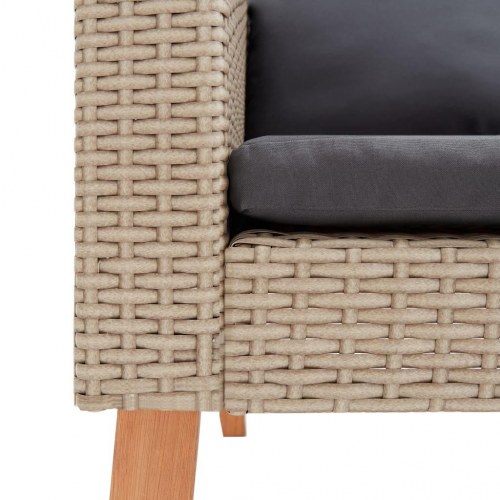 Haveloungesæt 3 dele med hynder i polyrattan - beige