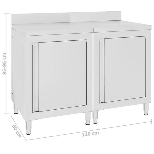Kommercielt køkkenbord med skab 120x60x96 cm rustfrit stål
