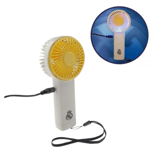 Real Madrid C.F. mini håndventilator - transportabel USB blæser, hvid