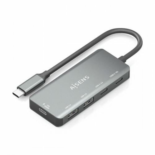 Aisens A109-0946 USB-C hub - grå, 100 W PD, USB 3.0/2.0