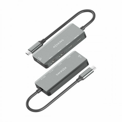 Aisens A109-0946 USB-C hub - grå, 100 W PD, USB 3.0/2.0