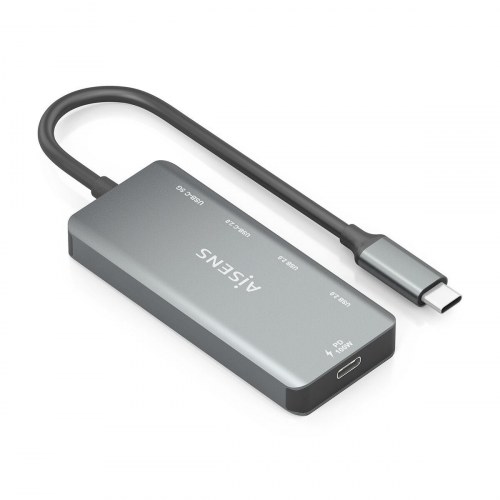 Aisens A109-0946 USB-C hub - grå, 100 W PD, USB 3.0/2.0