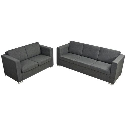 Sofasæt i to dele stof mørkegrå