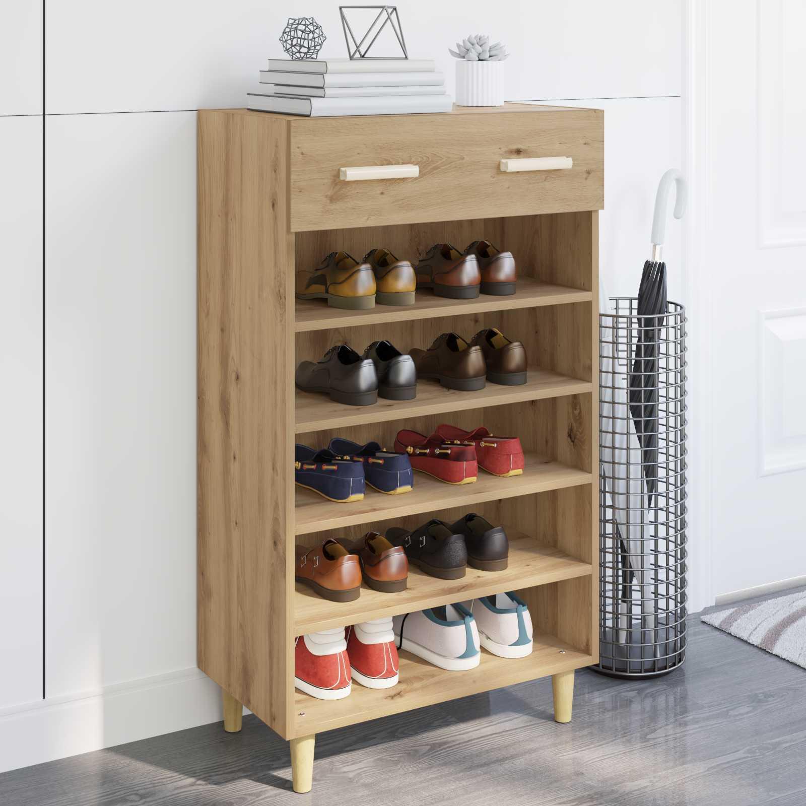 Sko skab med skuffe Artisan eg 60 x 35 x 105 cm Konstrueret træ