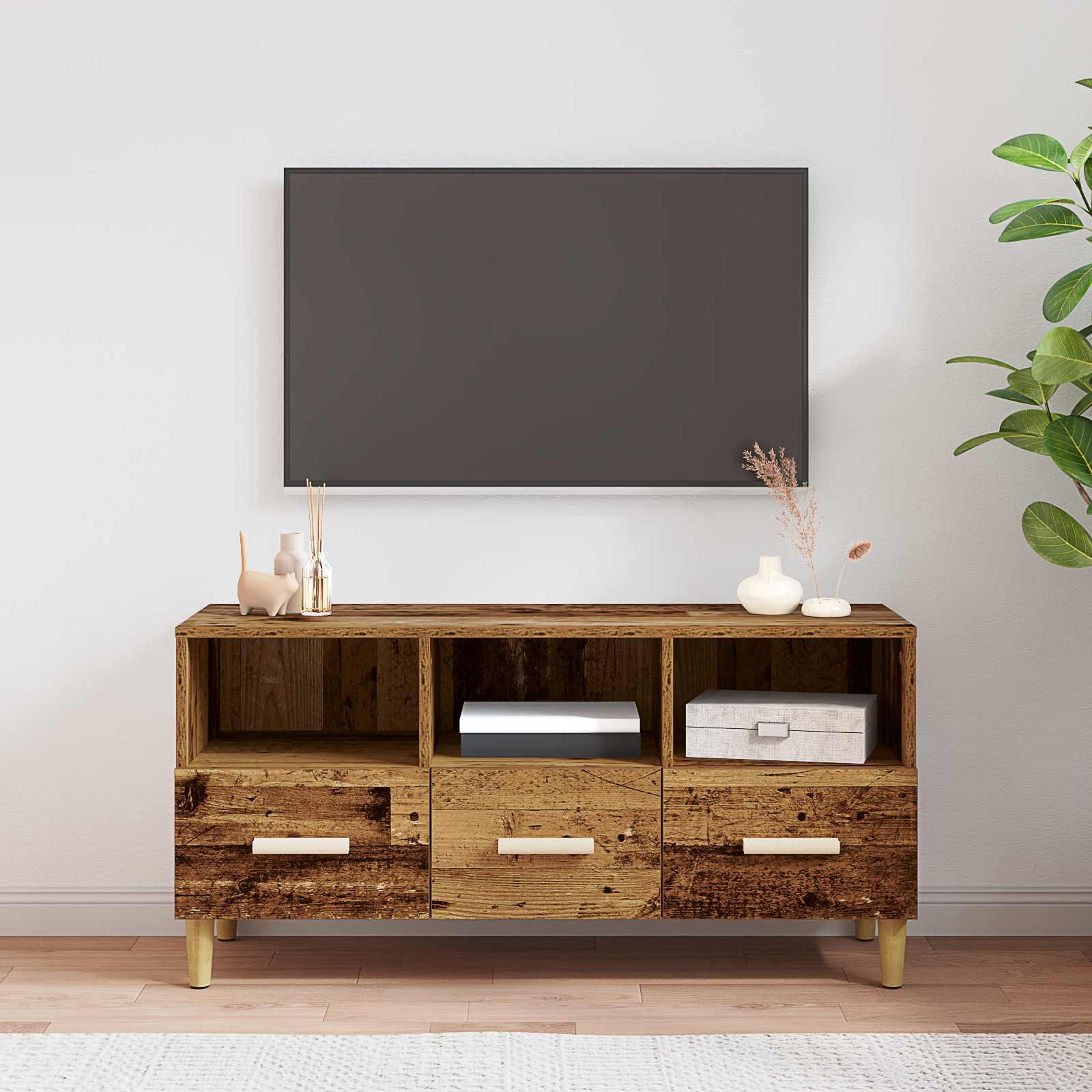 TV-skab Gammelt trÃ¦ 102 x 35,5 x 50 cm Konstrueret trÃ¦