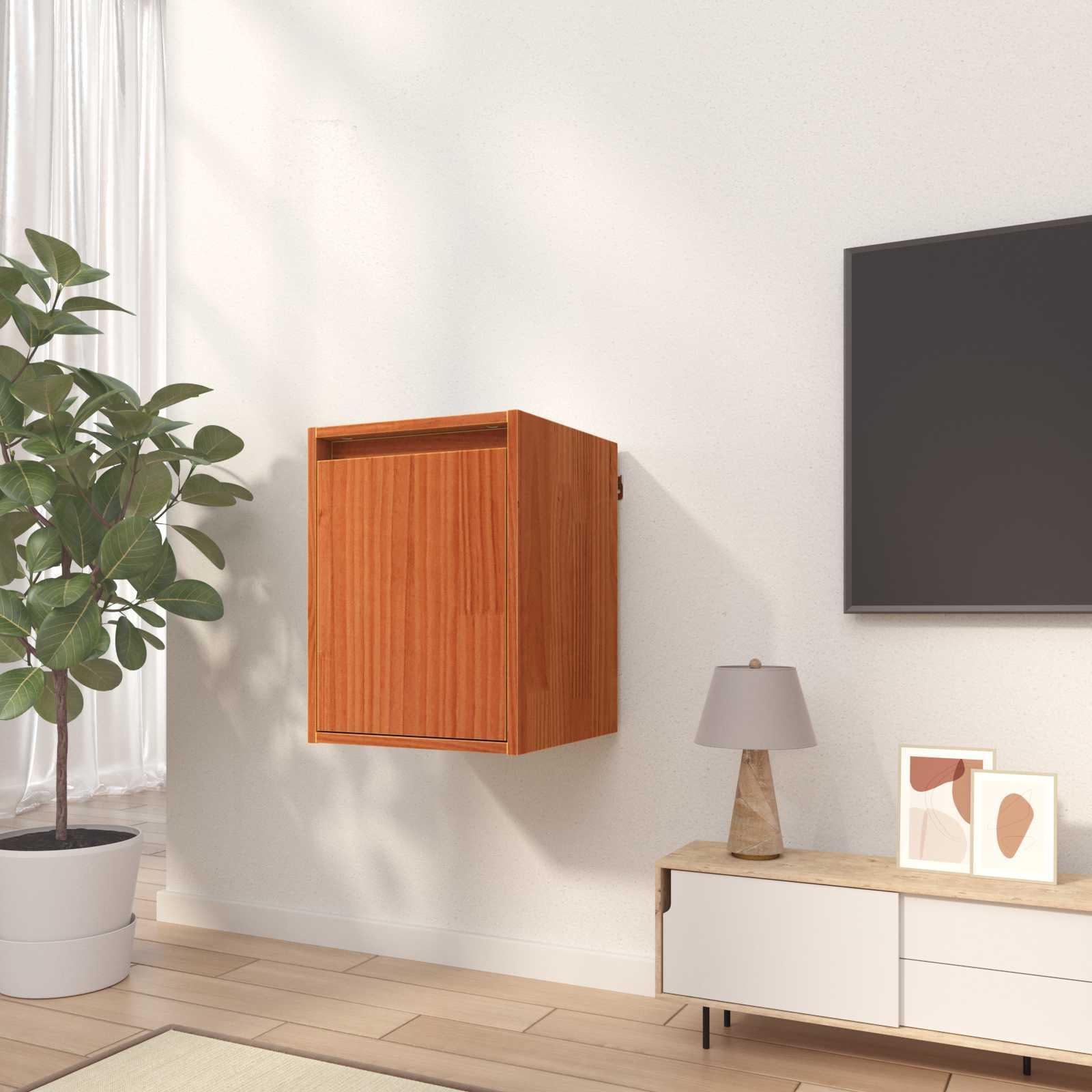 Vægskab med dør 2 stk Voks brun 30 x 30 x 40 cm Massiv fyrretræ