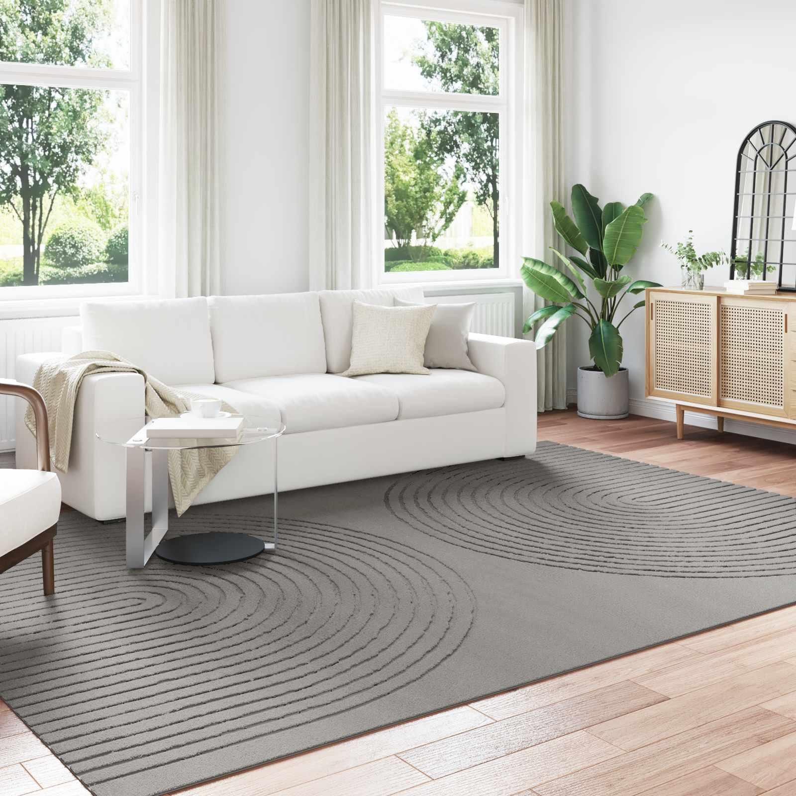 Områdetæppe rektangulært - grå 340 × 240 cm i polyester