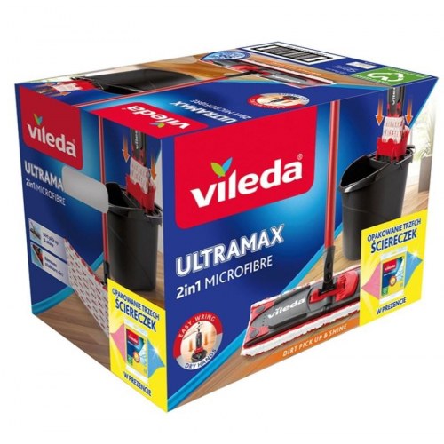 Vileda Ultramax moppe-sæt i boks + 3 klude