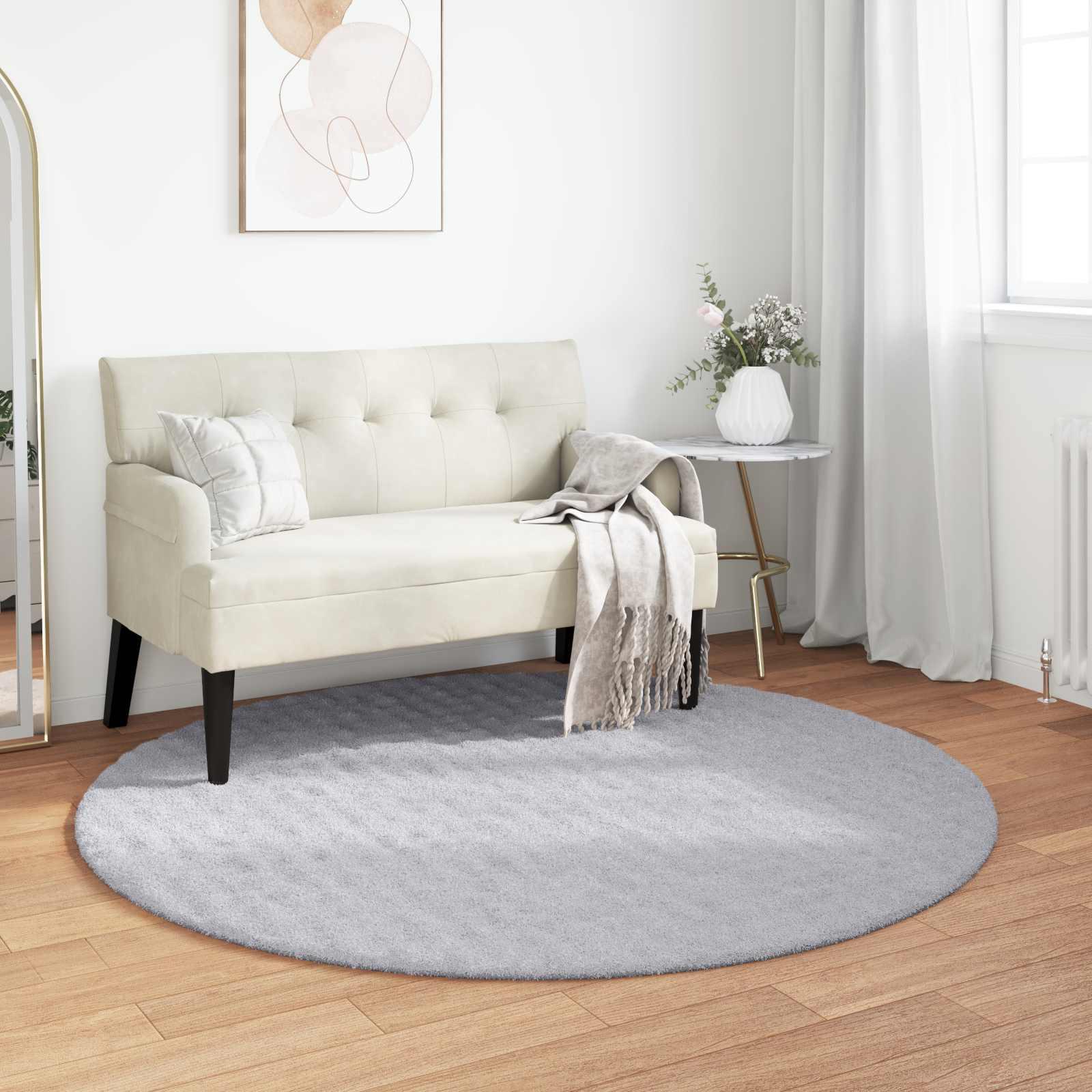 Rundt områdetæppe Ø 200 cm - grå polyester, Sirolo