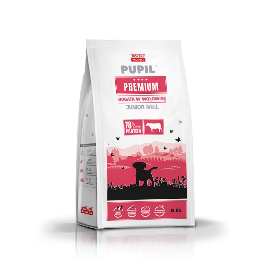 PUPIL Premium Junior M & L – tørfoder til hund – oksekød, 12 kg