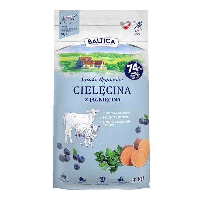 BALTICA Smaki Regionów – tørfoder til hunde M/L, kalv med lam, 3 kg