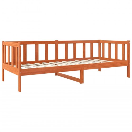 Sengestel med hovedgærde - voks brun 80 x 200 cm i massivt fyrretræ