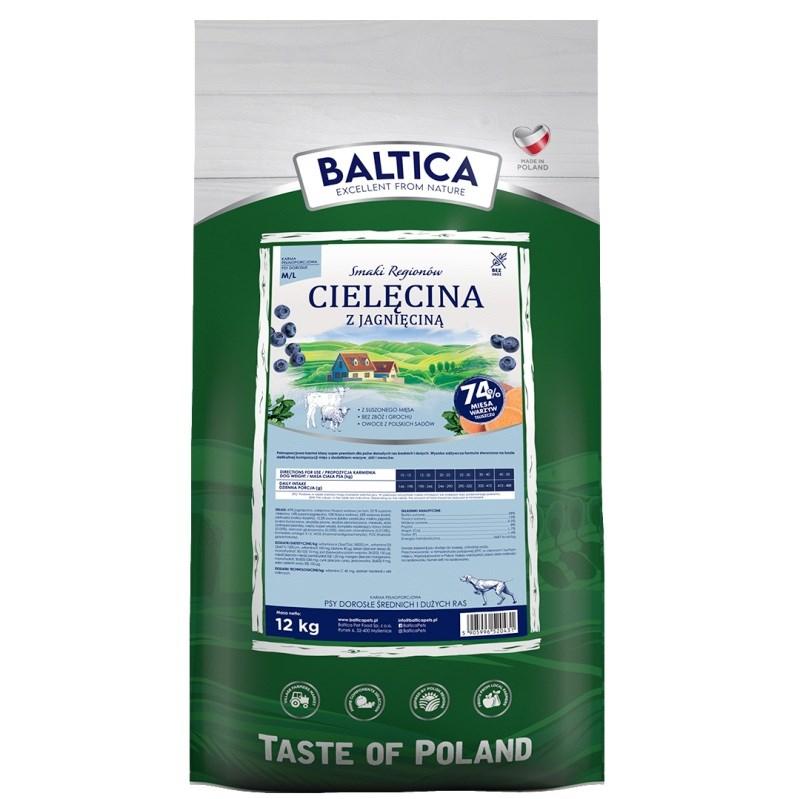 BALTICA Smaki Regionów tørfoder til voksne hunde – kalv med lam, mellem og store racer – 12 kg