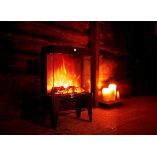 Elektrisk pejs/varmeblæser Q20P – sort, 1.800 W, fjernbetjening